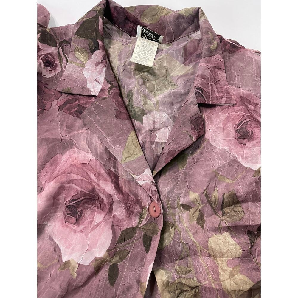 midnight velvet Vintage Floral Jacket  Long Pink Cottagecore Rose size 16 - Picture 11 of 11